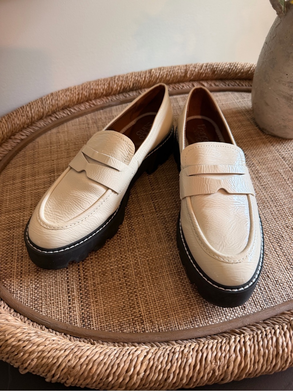 Franco Sarto Cream Lug Sole Penny Loafers